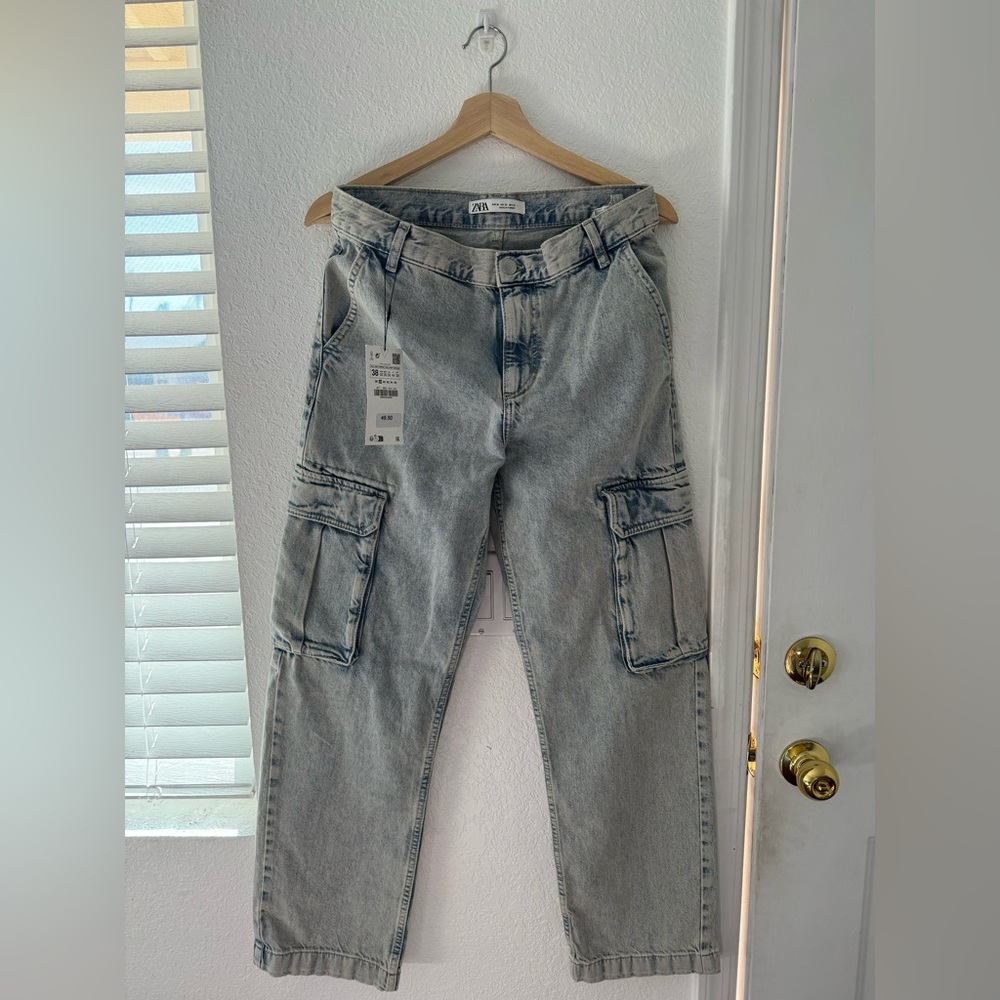 ZARA men cargo pants with side pockets straight leg